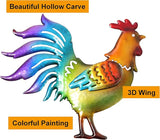 Colorful Rooster & Hen Garden Iron Stakes, Rustic Metal Garden Decor, Farm Animal Yard Art, Long-Lasting Outdoor Ornaments