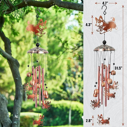 Corgi Wind Chimes for Outside Windchimes Outdoor/Indoor, Home, Lawn, Porch, Yard Decorations,Metal Garden Decor Corgi Wind Chimes Gifts for Women/Men Birthday Gifts Memorial Gift