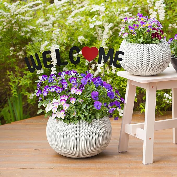 Aecipl Metal Letters Garden Stakes Yard Art Word Sign Lawn Decoration Indoor Outdoor Plant Pot Decor Decorative Stick for Patio Pathway Flower Bed (Welcome)
