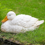 Huddled Duck Statue Outdoor Decor for Garden, Fairy Yard Figurines Home Sculptures for Lawn Patio Front Porch Backyard