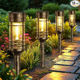 LETMY 12 Pack Brown Solar Pathway Lights Outdoor, Bright Solar Lights Outdoor Waterproof IP65, Solar Garden Lights Outdoor for Yard Walkway Driveway Landscape Garden Decor (Bronze)