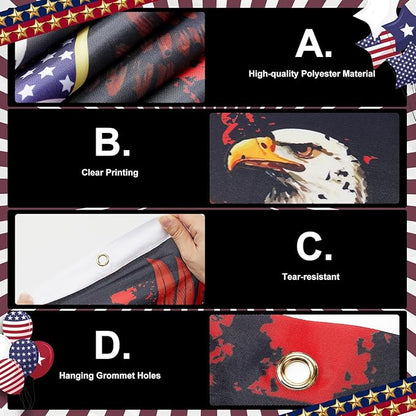 Chumia 5 Pcs 250th Anniversary Decorations Include 1776-2026 Patriotic Outdoor Hanging Bunting Fan Banners American Flag Fence Banner Fourth of July Independence Day Porch Yard Garden Decor