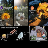 Fairy Garden Accessories Gnome House 4 Pcs Kit, Solar Statues with Openable Door for Yard Lawn Patio, Resin Stone Houses, Treasure chest, staircase, ladder Figurines, Birthday Gifts Idea for Women