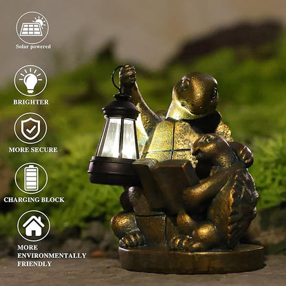 Turtle Solar Powered Outdoor Garden Statue, Resin Statue with Solar Light Lantern, Decorative Lawn, Yard Outdoor Turtle Decoration. Unique Home Decoration, Gifts for Women,Mom on Mother's Day