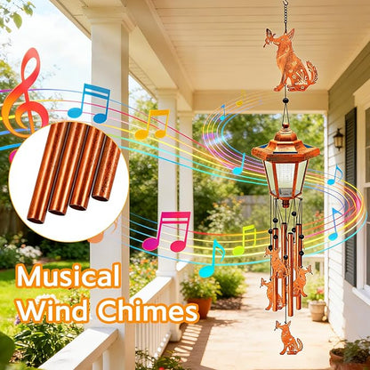 Dog Solar Wind Chimes for Outside, Birthday Gifts for Mom Women Grandma Mother's Day Memorial, 34-Inch Windchimes with Wind Spinner, Outdoor Hanging Solar Lights Waterproof Garden Decor Patio Yard