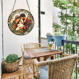 7.8 Inch Stained Glass Window Hanging Baby Jesus and The Holy Mother Mary Family Sun Catcher Indoor Window Door Wall Yard Home Decor Colorful Glass Panel Suncatcher Religious Christian Gifts for Women