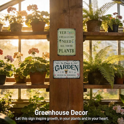 PAIION Vintage Metal Garden Decor Tin Sign - To Plant A Garden Is To Believe In Tomorrow, Funny Gardening Gifts for Plant Lovers Greenhouse Backyard Decor 8x12 Inch