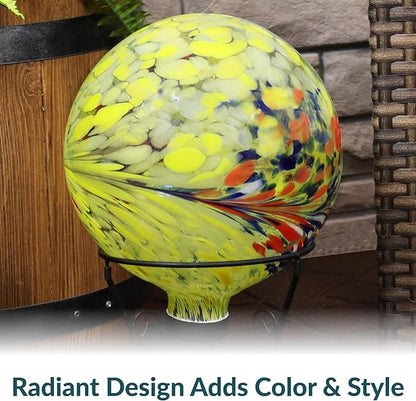Sunnydaze 10-Inch Gazing Ball for Garden - Glass Gazing Globe for Outside - Garden Orb Yard Decor - Bright Summer Burst