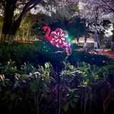 Solar Wind Spinner with Metal Sculpture Garden Stake Flamingo Decor Multi-Color LED Lights for Outdoor Yard Lawn & Garden Decoration