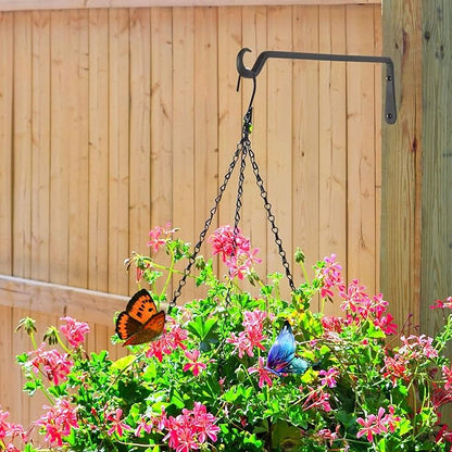 AILIN YELOKIE 12" Plant Hangers 6-Pack - Heavy Duty Rust-Resistant Steel Hooks for Bird Feeders, Indoor/Outdoor Plants & Wall Decor, Black