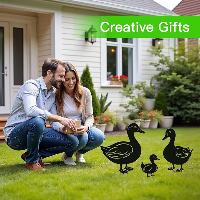 WACLSTDAY Duck Metal Decorative Garden Stakes Duck Gifts for Women/Men,Black Ducks Silhouette Statues for Garden Decor, Yard Art, Lawn, Pathway, Patio,Outdoor
