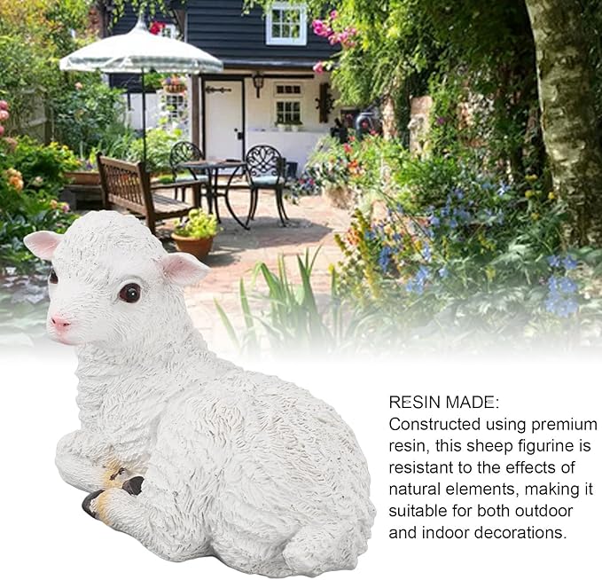 Jerliflyer 1PCS Lamb Garden Statue,Sheep Hand Made Lifelike Sculpture Indoor Outdoor Decoration(Small Lying Posture Shape