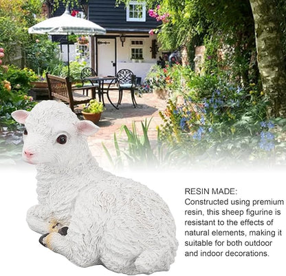 Jerliflyer 1PCS Lamb Garden Statue,Sheep Hand Made Lifelike Sculpture Indoor Outdoor Decoration(Small Lying Posture Shape
