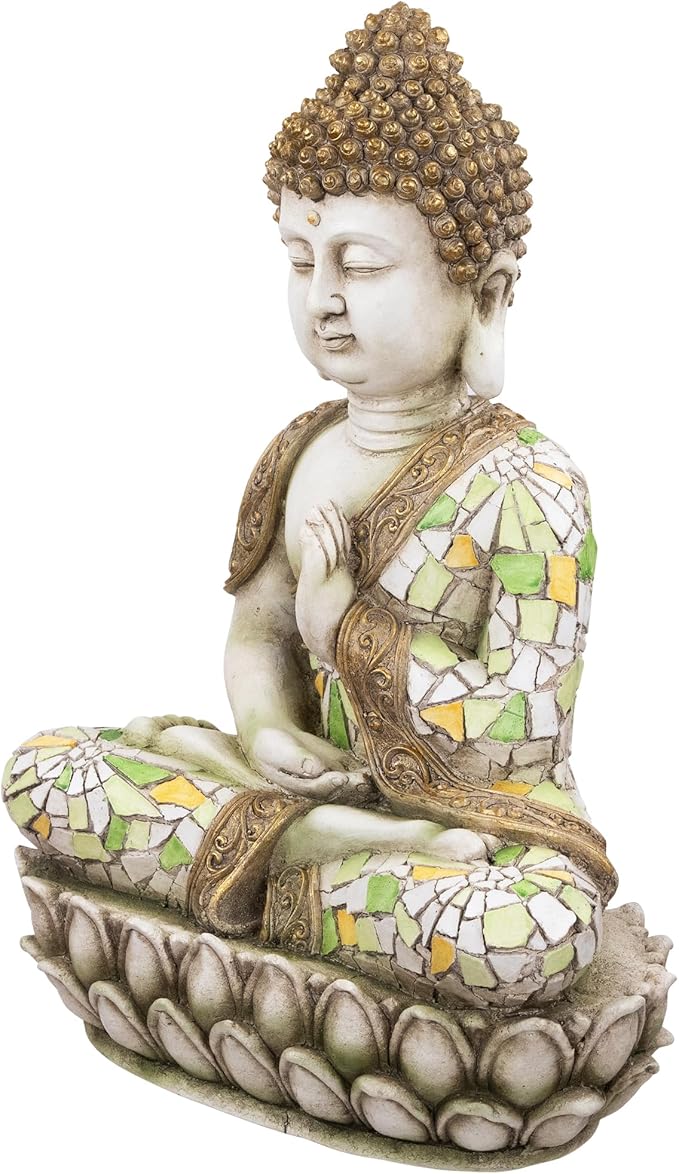 Northlight Meditating Mosaic Buddha Outdoor Ceramic Garden Statue - 19.5"