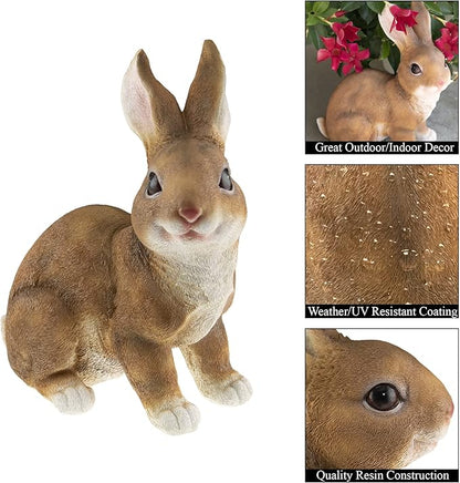 CLEVER GARDEN Brown Rabbit Garden Statue Outdoor Décor, Resin Figurine Decoration for Lawn, Yard, Patio, Porch, and More