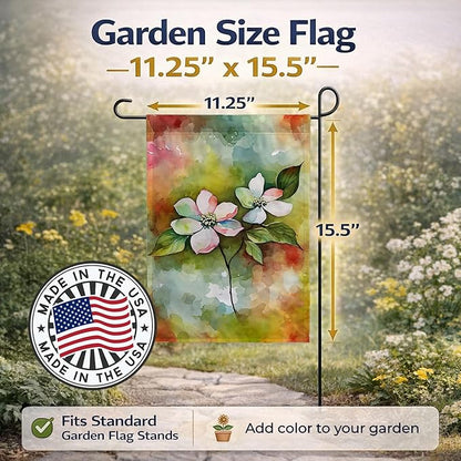 Caroline's Treasures Virginia American Dogwood in Watercolor Garden Flag Mailbox Flag Decorative Yard Flag Banner Outside Patio Artwork Yard Flower Beds, Garden Size, Multicolor