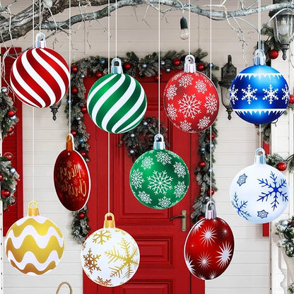 Sumind 10 Pieces Large Christmas Decorations Outdoor Christmas Hanging Ornaments Yard Lawn Signs Round Double Sided Porch Ornaments for Xmas Party Decor(Classic Style)