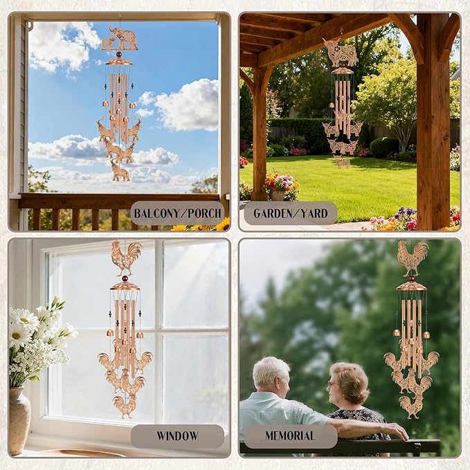 Elephant Wind Chimes for Outside - Metal Windchimes Outdoors Decor Garden Patio Backyard Home Art Hanging Waterproof Elephants Ornament Christmas Birthday Gift for Women Mom Grandma Sister