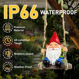 Garden Gnome on Swing Statue Decoration, Funny Resin Dwarf Sculpture for Lawn Patio Climbing Tree Decor Outdoor, Gifts for Mom Women and Man (Gnome-C)