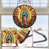 Rngmsi Virgen De Guadalupe Stained Glass Window Hanging, Christian Gifts Sun Catcher Housewarming, Decorative Suncatchers Religious Gifts for Wall Art Landscape Home Decor 8 Inch