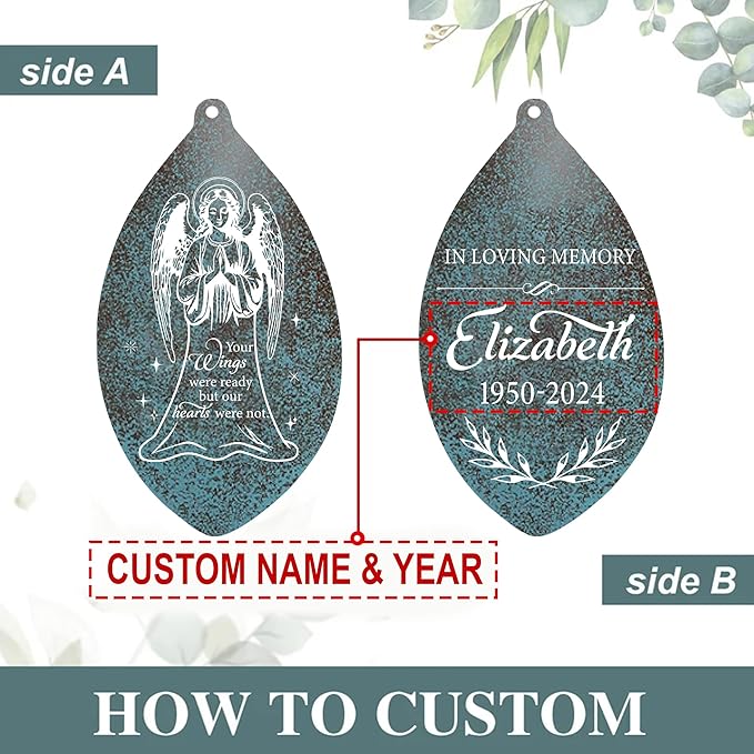 ASTARIN Personalized Name 35" Memorial Wind Chimes for Outside, Metal Sympathy Gifts for Loss of Mother Father Loved One, Bereavement Wind Chime in Memory Gift, Decor Garden Patio,Produced in USA