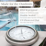 18 Inch Illuminated in/Outdoor Clock with Smart Sensor and Night Light, Waterproof, Large Wall Clock with Thermometer & Hygrometer for Patio,Pool and Garden Decor,Oil Rubbed Bronze