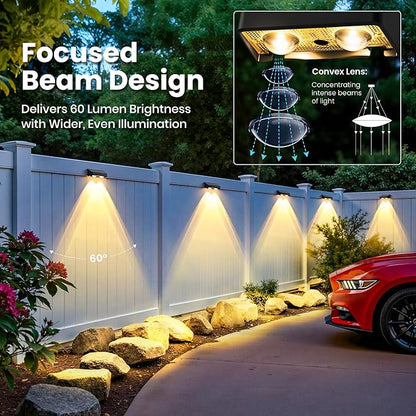 Solar Fence Lights Outdoor 16 Pack, 50 LM 11 Modes & 9 Colors Solar Lights with Brighter LED Focus Lens Waterproof IP65 for Wall Backyard Deck Patio Porch Step Railings Pool Decor