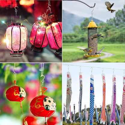 MFDSJ 24 Pcs Swivel Clip Hanging Hooks, Stainless Steel 360 Degree Rotating Windsock Clips for Hanging Wind Chimes, Plants, Bird Feeder, Crystal, Birdcage