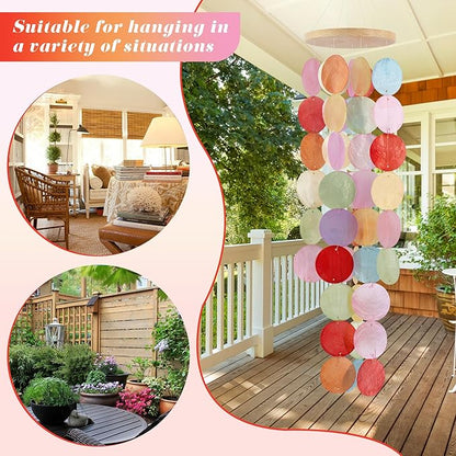 Wind Chimes for Outside - Handcrafted Light Colorful Capiz Shells Windchime Coastal Style Decor for Indoor/Outdoors, Garden Decor, Great Gift for Women, Wind Chimes Lovers and More