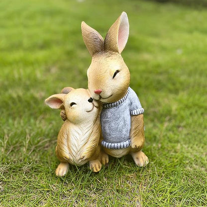 Garden Statues for Outside Yellow Rabbit Outdoor Statue - Resin Garden Sculpture for Outside Decor, 16x14x24 cm, 1kg - Charming Garden Statues for Outdoor Spaces Gardening Gifts
