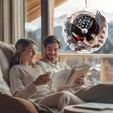 Eagle American Flag Wind Spinner Outdoor, USA 250th Anniversary Wind Chime, 8 Inch 3D Metal Garden Wind Spinner, Stainless Steel Patriotic Yard Hanging Decor Gift