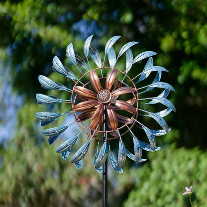 Wind Spinners Outdoor, Metal Windmill for Yard Decor 70 inch, 3D Garden Wind Spinners with Heavy Duty Steel Stake, Gifts for Family Friends