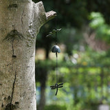 Japanese Wind Chime Cast-Iron Outdoor Ornament for Garden, Patio & Balcony, Hanging Metal Wind-Bell Decoration Gift, Blessing Pendant Windchimes, Green Dragonflies