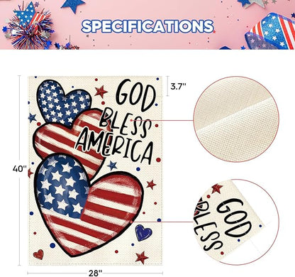 AVOIN colorlife God Bless America 4th of July Patriotic House Flag 28x40 Inch Double Sided Outside, American Stars and Stripes Memorial Day Yard Outdoor Decoration