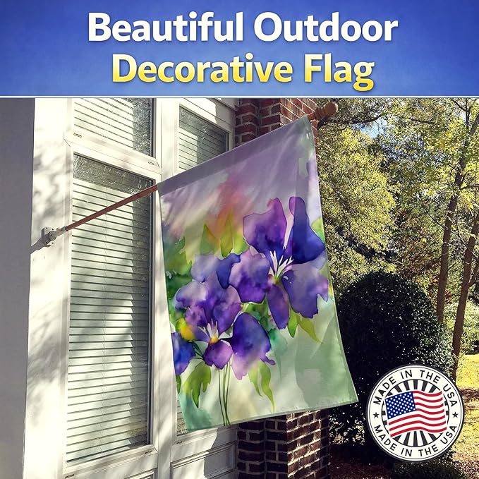 Caroline's Treasures New Jersey Violet in Watercolor House Flag Large Porch Sleeve Pole Decorative Outside Yard Banner Artwork Wall Hanging, Polyester, House Size, Multicolor