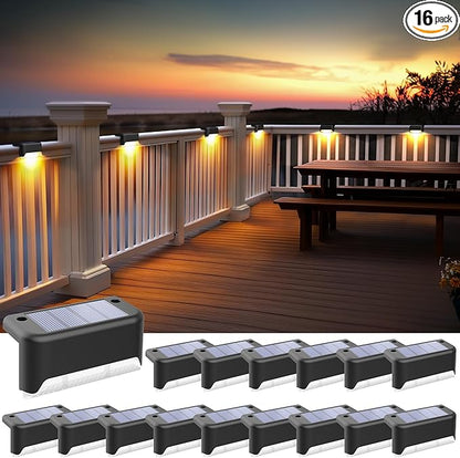 SOLPEX Solar Fence Lights Outdoor, Solar Step Lights Waterproof LED Deck Lights for Stair, Balcony, Railing, Front Porch, Yard, Garden and Patio Decor (16 Pack Warm White)
