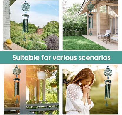 Wind Chimes for Outside Zen Atmosphere Wind Chime Windchime Outdoors for Outdoor Garden Patio Decor with Mandala Design Windchime Gifts for Mother Grandma Sisters(8 Petal)