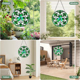 Ireland Green Lucky Clover Stained Glass Window Hanging Suncatcher with Chain - 7.9" Irish Shamrock Outdoor/Indoor Art Decor for Home Garden, St. Patrick's Day, Mother's,Ornaments Present