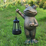 Garden Frog Statue Gifts Outdoor Fairy Garden Accessories Outdoor Lights Solar Garden Frog Decor Art Housewarming Gift for Patio,Yard,Lawn Ornament