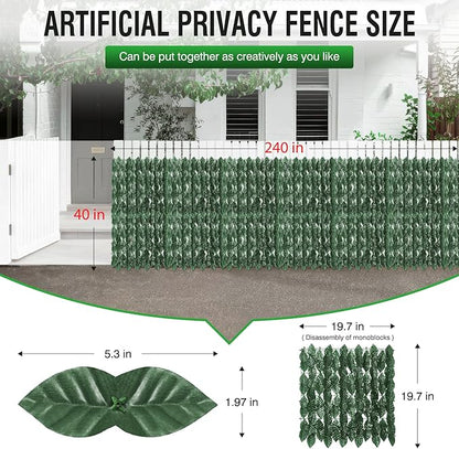 240x40inch Artificial Ivy Privacy Fence Wall Screen, Faux Greenery Backdrop Ivy Vine Leaf Hedges Fence Panels for Patio, Balcony, Garden, Backyard Indoor Outdoor Decor