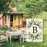 AVOIN colorlife Monogram Letter B Floral Garden Flag 12x18 Inch Double Sided Outside, Family Last Name Initial Yard Outdoor Decoration
