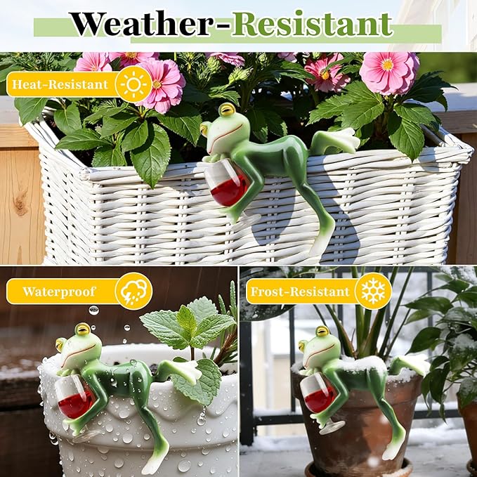 Garden Frog Statues – Funny Outdoor Figurines for Yard, Patio, Lawn, Indoor Decor – Cute Animal Ornaments & Plant Hangers – Birthday for Women (1 Pack)