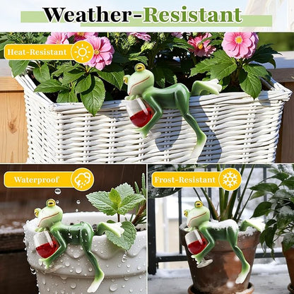 Garden Frog Statues – Funny Outdoor Figurines for Yard, Patio, Lawn, Indoor Decor – Cute Animal Ornaments & Plant Hangers – Birthday for Women (1 Pack)