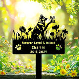 Custom German Shepherd Dog Memorial Grave Marker,Personalized Metal Flora Dog Memorial Stake,Dog Memorial Plaque Burial Stake Engraved Sign,Sympathy Grave Stake for Lost Dog,Dog Headstone