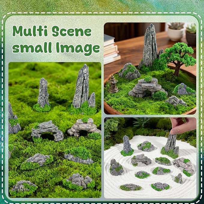 Warmtree 12 Pcs Diorama Rocks Fake Rock Miniature Stone Statue for Diorama Supplies, Micro Train Landscape, Railway Sand Table, Zen Garden Accessories