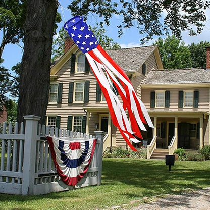 4th of July Patriotic Decorations, 2 Pack 40 Inch American Flag Windsock 250th Anniversary USA Red White Blue Stars & Stripes Wind Socks for Outside Presidents Day Memorial Day Independence Day Decor
