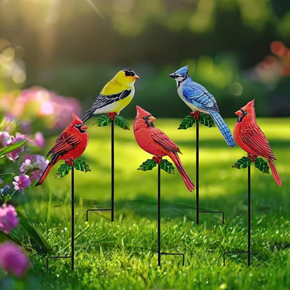 5 Pack Birds Metal Decorative Garden Stakes - 20 Inch Shaker Patio Decor Art and Rust Resistant Metal Garden Decor for Indoor and Outdoor Decor - Perfect for Patio and Lawn Ornaments