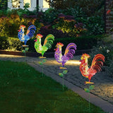 Metal Garden Stakes Outdoor Decor, 18 inch Garden Yard Art, Weather Proof Rooster Stakes for Yard Lawn Porch Pathway Patio Plant Pot Decorations, 4 Pack (Rooster-a-Head)