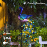 DREAMSOUL Peacock Solar Garden Lights Outdoor Decorative Stake, Waterproof Metal Peacock Garden Decor Solar Powered Landscape LED Path Lights Walkway Patio Decoration Lawn Ornament