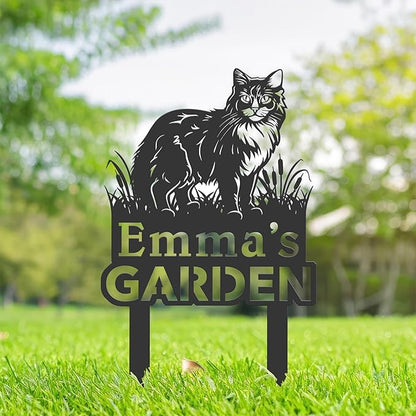 Personalized Cute Cat Kitten Metal Garden Sign,Custom Yard Sign With Stake,Outdoor Garden Décor,Pet Cat Lawn Garden Decorated Statue,Cat Sympathy Yard Metal Sign,Cat Lover Gifts Kailyard Plaque.